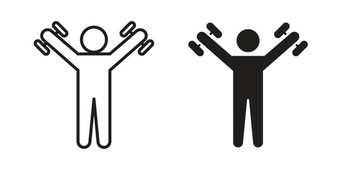 Exercise icon. simple, flat, black, outline.