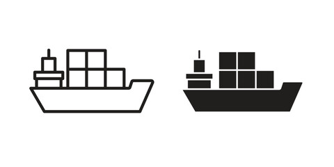 Obraz premium Container ship icon. simple, flat, black, outline.