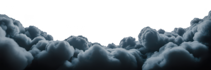 Abstract icy mountain peaks with a dark void above isolated on transparent background