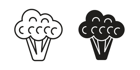 Cauliflower icon. simple, flat, black, outline.