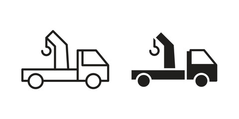 Car crane icon. simple, flat, black, outline.