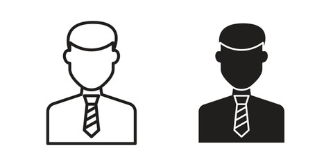 Businessman icon. simple, flat, black, outline.