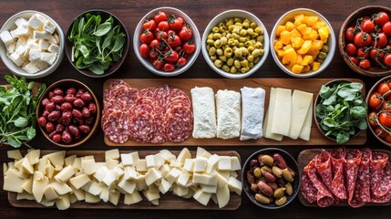 Locally sourced and fresh ingredients carefully arranged on a wooden table ready for a homemade healthy and delicious farm to table meal The display showcases the variety and of seasonal produce