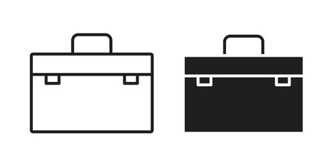 Big makeup box icon. simple, flat, black, outline.
