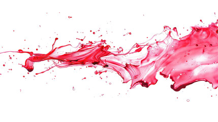 A vibrant splash of red liquid against a dark background, showcasing dynamic movement and glossy texture.