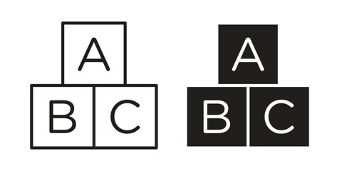 Baby ABC cubes icon. simple, flat, black, outline.