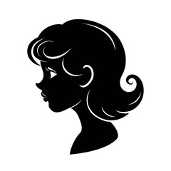 Side Swept Hair on Vintage Inspired Girl Silhouette silhouette Art Vector illustration