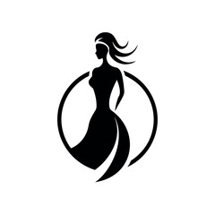 Obraz premium Woman Logo with Minimal Elegant Lines and Modern Silhouette Art Vector illustration
