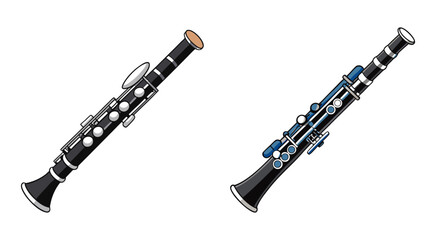 Set of flat clarinet vector illustration design
