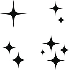 Four Groups of Black Star Shapes on a White Background