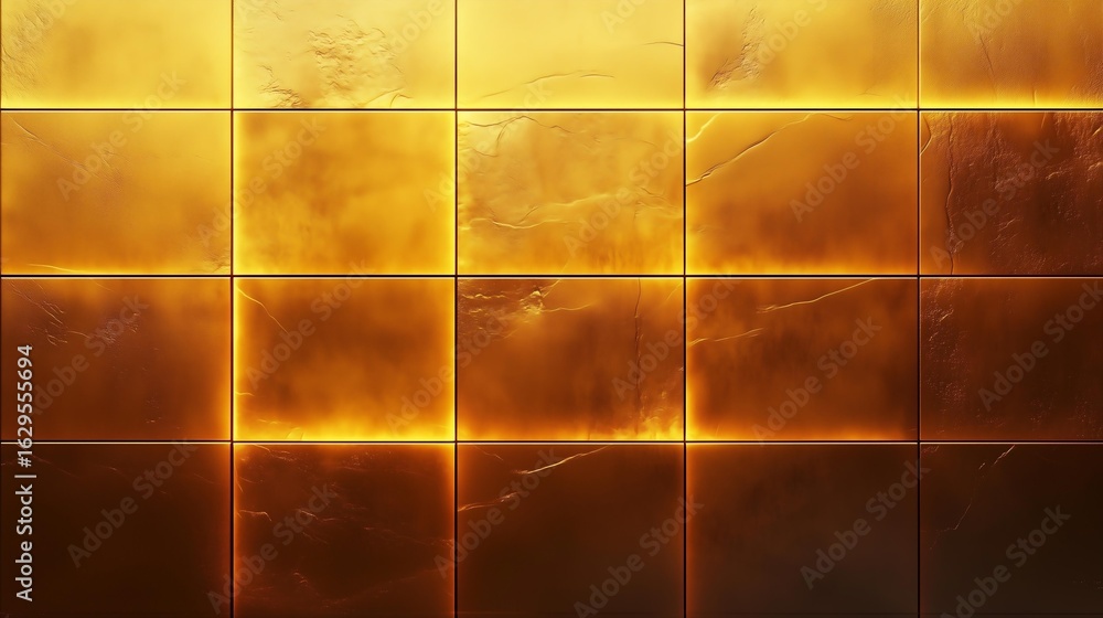 Aufkleber a vibrant, textured background featuring a grid of golden tiles. the warm hues and shiny surfaces cr