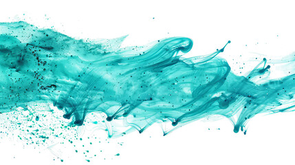 Abstract turquoise watercolor splash with dynamic fluid shapes and textures framing your design.