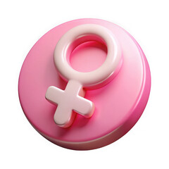 3d rendered pink female symbol icon on a circular base isolated on transparent background