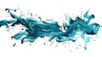 A dynamic splash of turquoise liquid, showcasing fluid motion and vibrant hues against a dark background.