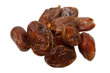 Dried brown dates on white background