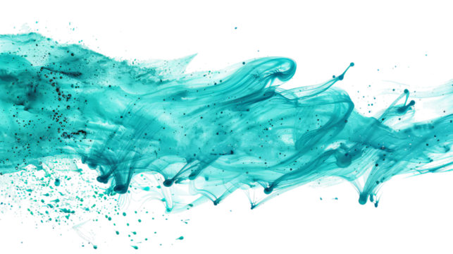 Abstract turquoise watercolor splash with dynamic fluid shapes and textures framing your design.