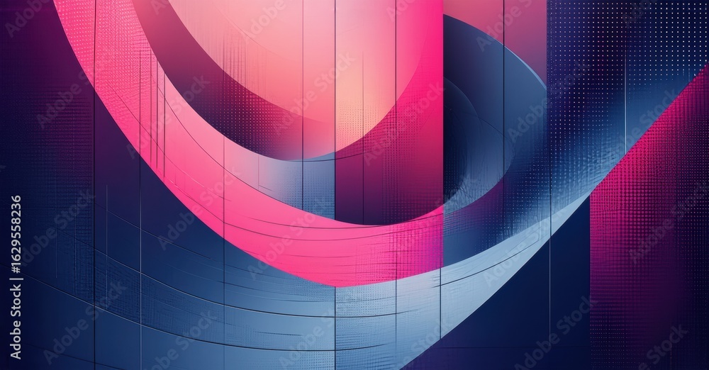 Poster abstract composition. flowing shapes, vibrant colors, geometric patterns create dynamic visual exper