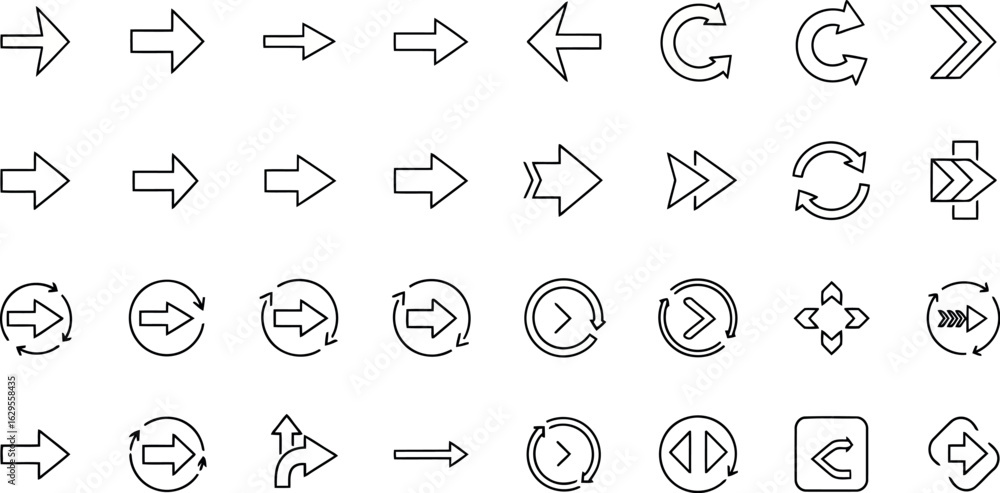 Aufkleber vector art of collection of various arrow icons and symbols isolated on white background transparent
