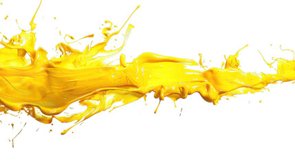 Vibrant yellow paint splash creating a dynamic visual effect against a black background.