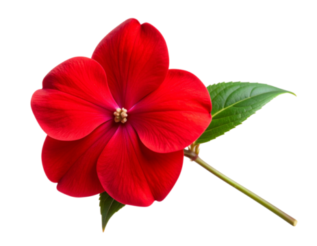 Minimalist Single Hollyhock Bloom with Soft Shadows, isolated on transparent background