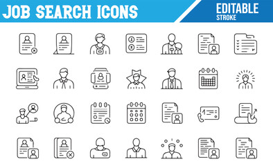 Professional Job Search and Recruitment Icons for Digital Platforms