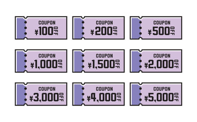 割引クーポンのベクターイラストセット　夏色