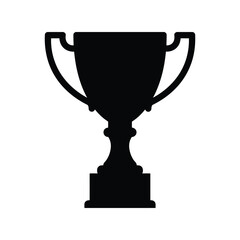 Black silhouette of a classic trophy cup with handles isolated on white background