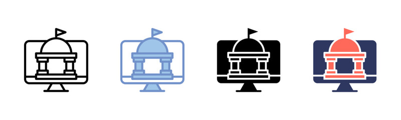 Egovernment icon sheet multiple style collection