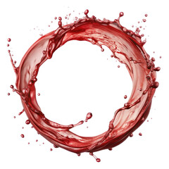 red wine splash in the shape of circle drink swirl isolated on transparent white background, clipping path