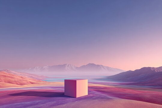 Minimal cybernetic diagram with floating nodes, wireframe cubes, and subtle data waves in motion