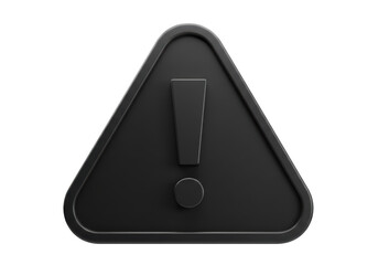 Isolated 3D Render of a Prominent Black Triangular Warning Sign with Exclamation Mark