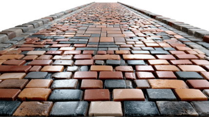 Brick Road Perspective: An eye-level perspective showcases a meticulously constructed road paved with intricately arranged bricks, leading the viewer's gaze towards the horizon.