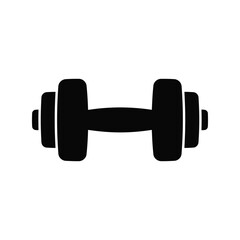 Simple black silhouette of a dumbbell isolated on white background