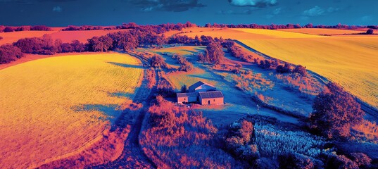 Thermal imaging from drone over eco-farm terrain 