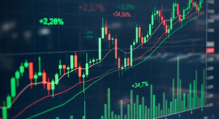 Stock market investment trading graph growth.Investment finance chart, stock market business and exchange financial growth graph.
