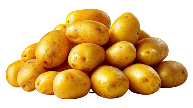 Pile of Fresh Potatoes: A bountiful heap of freshly harvested, golden potatoes, showcasing their natural, earthy textures and subtle variations in shape.
