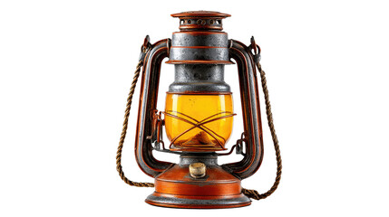 Vintage Oil Lantern: A meticulously detailed vintage oil lantern glows with an amber light, exuding an aura of warmth and nostalgia. Captured against a clean backdrop.