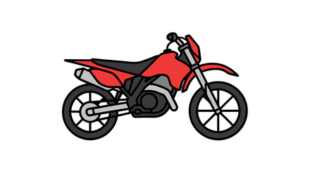 Obraz premium Stylized red dirt bike illustration against a crisp white background showcases a modern and dynamic vehicle design