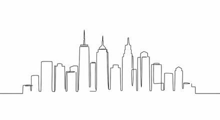 Fototapeta premium Minimalist OneLine Drawing of New York City Skyline Modern Art.
