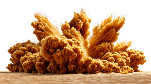 Explosion of Dust: Capturing the raw power and visual drama of an explosive dust cloud. The scene depicts the dynamics of nature's force and its visual impact