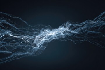 Minimal data flow map with subtle binary trails, fading in and out of a soft dark background