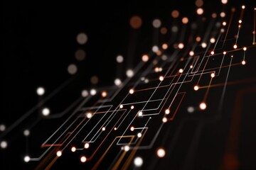 Minimal data flow map with subtle binary trails, fading in and out of a soft dark background