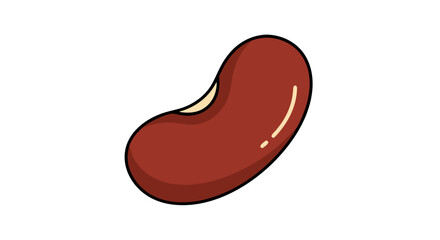 Stylized kidney bean illustration with vibrant color and clean outlines that create a visually appealing graphic element, representing food and