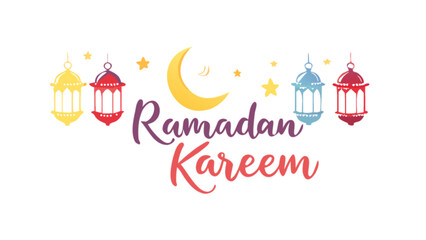 Ramadan kareem vector design with lanterns and moon for islamic celebration and greeting card background