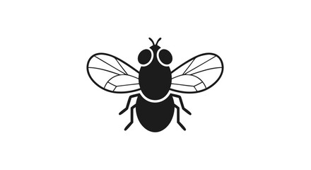 Obraz premium Graphic illustration of a black fly with transparent wings on a white background vector, clip art insect icon design for different uses and projects