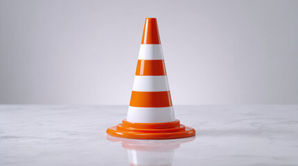 Orange and White Striped Traffic Cone: Classic warning and safety sign for road construction, hazards, and restricted areas. Essential for traffic control.