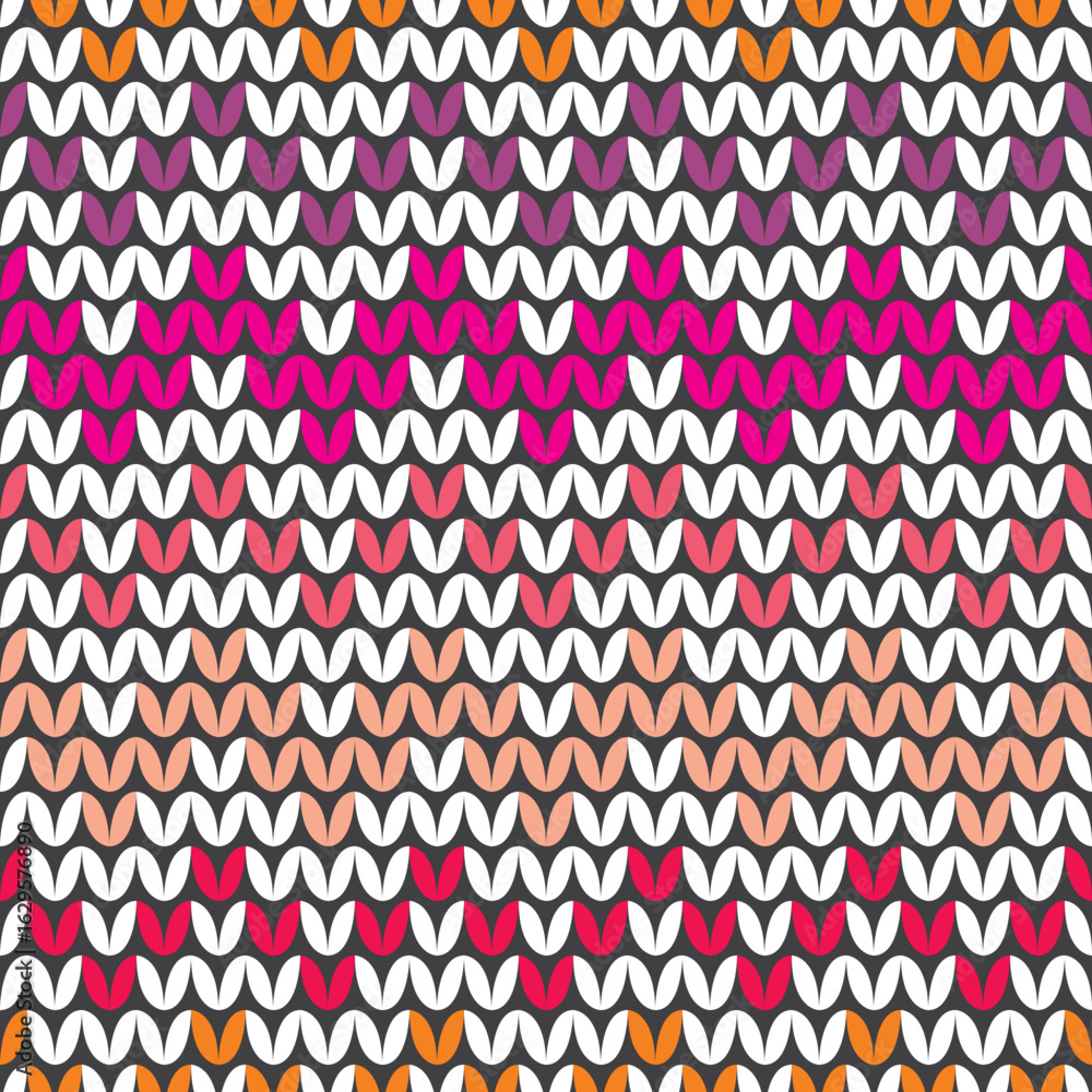Poster tile colorful zig zag knitting vector pattern or winter background