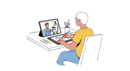 Digital Artist's Collaborative Online Session: Creative Design Process and Tutorial Engagement with Innovative Technology