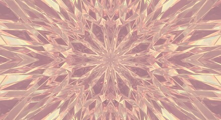 Abstract kaleidoscope pattern with light pink and beige hues creating a starburst design