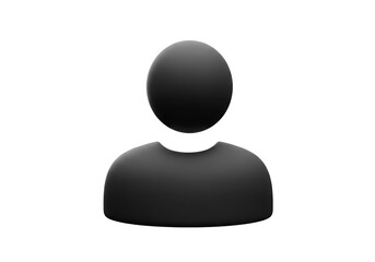 Isolated 3D Rendered Black Minimalist User Profile Icon